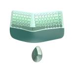 TISHLED Ergonomic Wireless Keyboard and Mouse Combo with Wrist Rest, Curved Split Keys Clicky 84-Key Membrane Keyboard 6-Key Vertical Mouse Set for Win/Mac/PC/Laptop, AAA Batteries, Mint Green