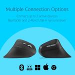 Kensington MY630 EQ Wireless Rechargeable Mouse, Ergonomic Vertical Design, Bluetooth LE, 2.4GHz, Black (K72484NA)