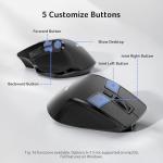 acer Wireless Mouse for Laptop, Bluetooth Computer Mouse for 4 Devices(2.4Ghz+BT 5.2+Wired), OLED Screen Ergonomic Rechargeable Mice, 5 Programmable Buttons, 4000 DPI for MacBook PC Desktop