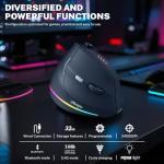 Attoe Gaming Mouse with 5 D Rocker, Wireless Vertical Mouse with [24000 DPI] [12 Programmable Buttons], Computer Mouse for Gamer/PC/E-Sports/Laptop (Black)