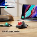 Nulea Wireless Ergonomic Trackball Mouse, Rechargeable, Bluetooth Rollerball Mouse, 44mm Index Finger Trackball, 5 Adjustable DPI, Compatible with PC, Laptop, Mac