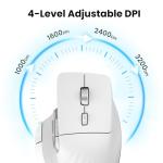 CITLLA Wireless Bluetooth Mouse, Ergonomic Rechargeable Silent Mouse with Multi-Device, Adjustable DPI, Flying Scroll & Thumb Wheel, Bluetooth Mice for Laptop, Computer, Tablet, Smartphone (White)