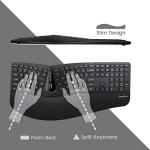 Perixx Periduo-605, Wireless Ergonomic Split Keyboard and Vertical Mouse Combo, Adjustable Palm Rest and Membrane Low Profile Keys, Black, US English Layout (11633)