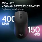Redragon M916 PRO 3-Mode Wireless Gaming Mouse, 49G Ultra-Light 26K DPI Mouse w/Ergonomic Natural Grip Build, Full Programmable Buttons, Software Supports DIY Keybinds & DPI