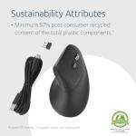 Kensington MY630 EQ Wireless Rechargeable Mouse, Ergonomic Vertical Design, Bluetooth LE, 2.4GHz, Black (K72484NA)