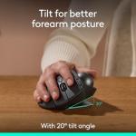 Logitech MX Ergo S Advanced Wireless Trackball Mouse, USB-C Rechargeable Wireless Ergonomic Mouse with Bluetooth and Encrypted Dongle, 6 Programmable Buttons, for PC/Mac - Graphite