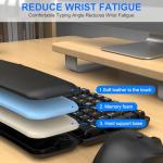 Ergonomic Wireless Keyboard Mouse Combo, EDJO Bluetooth/2.4G Dual-Mode Connection, Soft Foam Wrist Rest, Silent Typing, Waves Key Design and 3-Level DPI Adjustable Wireless Mouse for Windows, Mac OS