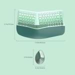 TISHLED Ergonomic Wireless Keyboard and Mouse Combo with Wrist Rest, Curved Split Keys Clicky 84-Key Membrane Keyboard 6-Key Vertical Mouse Set for Win/Mac/PC/Laptop, AAA Batteries, Mint Green