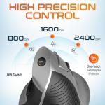 Delton S22 Vertical Wireless Mouse, Ergonomic Design, 2.4G USB Dongle, 6 Buttons, 3 Adjustable DPI Levels (800/1600/2400), Removable Palm Rest, Silent Click & Durable for PC, Laptop, MacBook - Black