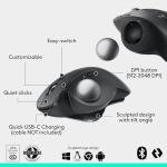 Logitech MX Ergo S Advanced Wireless Trackball Mouse, USB-C Rechargeable Wireless Ergonomic Mouse with Bluetooth and Encrypted Dongle, 6 Programmable Buttons, for PC/Mac - Graphite