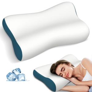 Cervical Neck Pillow for Pain Relief, Contour Memory Foam Pillows for Sleeping, Ergonomic Pillow Orthopedic Cooling Pillow Bed Pillow Neck Support for Side Back Stomach Sleepers