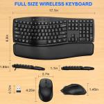 Ergonomic Wireless Keyboard Mouse Combo, EDJO Bluetooth/2.4G Dual-Mode Connection, Soft Foam Wrist Rest, Silent Typing, Waves Key Design and 3-Level DPI Adjustable Wireless Mouse for Windows, Mac OS