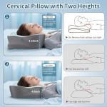 Cerrvical Neck Pillow- Ergonomic Memory Foam Pillows for Sleeping, Dual Ear Relief Zone Contour Pillow, Neck Support Pillows for Side Back &Stomach Sleeper (Blue)