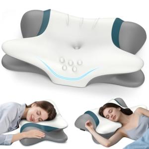 Cervical Neck Pillow for Pain Relief - Ergonomic Side Sleeper for Sleeping, Cooling Memory Foam Pillows for Neck Support, Contour Orthopedic Bed Pillow for Back Stomach Sleepers