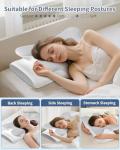 Cervical Neck Pillow for Pain Relief -Ergonomic Side Sleeper Pillow for Sleeping, Contour Memory Foam Pillows for Neck Support, Cooling Orthopedic Bed Rest Pillow for Back and Stomach Sleepers
