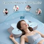 Cerrvical Neck Pillow- Ergonomic Memory Foam Pillows for Sleeping, Dual Ear Relief Zone Contour Pillow, Neck Support Pillows for Side Back &Stomach Sleeper (Blue)