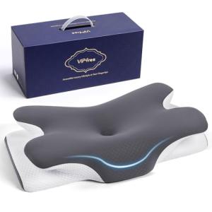Vipfree Cervical Cooling Ergonomic Pillow, Adjustable Ergonomic Memory Foam, Cervical Support & Relieves Neck and Shoulder Pain, Orthopedic Pillow for All Sleep Positions