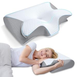 HOMCA Memory Foam Cervical Pillow, 2 in 1 Ergonomic Contour Orthopedic Pillow for Neck Pain, Contoured Support Pillows for Side Back Stomach Sleepers