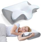 HOMCA Memory Foam Cervical Pillow, 2 in 1 Ergonomic Contour Orthopedic Pillow for Neck Pain, Contoured Support Pillows for Side Back Stomach Sleepers