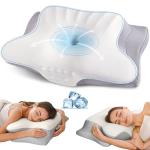 Cervical Neck Pillow for Pain Relief, Ergonomic Pillow Side Sleeper Pillow for Sleeping, Contour Memory Foam Pillows with Cooling Pillowcase Orthopedic Bed Pillow for Back Stomach Sleepers