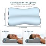 Cervical Neck Pillow, Contour Memory Foam Pillows for Neck Pain Relief, Ergonomic Pillow for Sleeping, Orthopedic Bed Pillow Neck Support Pillow for Side Back Stomach Sleepers with Cooling Pillowcase