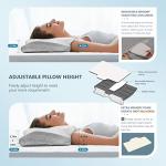 ZAMAT Adjustable Cervical Memory Foam Pillow, Odorless Neck Pillows for Pain Relief, Orthopedic Pillows for Sleeping with Cooling Pillowcase, Ergonomic Support Pillow for Stomach, Back, Side Sleeper