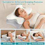 Cervical Neck Pillow for Pain Relief - Ergonomic Side Sleeper Pillow for Neck Support, Contour Pillow for Bed Sleeping, Cooling Memory Foam Pillows Orthopedic Pillow for Back Stomach Sleepers