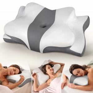 Cozyplayer True Cooling Cervical Neck Pillow for Pain Relief, Ergonomic Side Sleeper Pillow for Neck Support, Odorless Orthopedic Contour Memory Foam Pillows, Bed Pillow for Back Stomach Sleeper