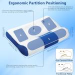 Ergonomic Pillow,Neck Pillow Cervical Pillow for Neck Strain Relief, Neck Pillow for Sleeping,Cervical Contour Neck Support Pillows for Side Back Stomach Sleeper (White and Blue)