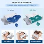 Cervical Pillow for Neck Pain Relief - Cooling Ergonomic Dual-Sided Orthopedic Neck Pillow with Ice Silk Pillowcase, Breathable Memory Foam Contour Pillow for Side, Back, Stomach Sleepers