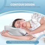 Ergonomic Cervical Neck Pillow for Pain Relief – Adjustable Contour Memory Foam | Shoulder & Neck Support Pillow | Side Back Stomach Sleepers | Cooling Odorless Breathable Pillowcase