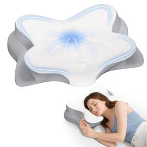 Breathable Cervical Neck Pillow with Odorless Memory Foam, Contour Design for Ergonomic Support and Pain Relief, Adjustable for All Sleeping Styles.