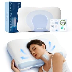 Bedsure Cervical Neck Pillow - Ergonomic Pillows for Deep Sleep, Memory Foam Pillows for Side & Back Sleepers, Orthopedic Cervical Pillow Shape Gently Cradles Head & Neck Support, Shoulder Pain Relief