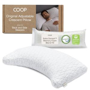 Coop Home Goods Original Crescent Adjustable Pillow, Queen Bed Pillows for Shoulder, Neck & Head Support, Crescent Foam Pillows - Medium Firm for Back & Side Sleeper, CertiPUR-US/GREENGUARD Gold