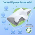 HOMCA Memory Foam Cervical Pillow, 2 in 1 Ergonomic Contour Orthopedic Pillow for Neck Pain, Contoured Support Pillows for Side Back Stomach Sleepers