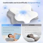 Breathable Cervical Neck Pillow with Odorless Memory Foam, Contour Design for Ergonomic Support and Pain Relief, Adjustable for All Sleeping Styles.