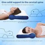 Ergonomic Pillow,Neck Pillow Cervical Pillow for Neck Strain Relief, Neck Pillow for Sleeping,Cervical Contour Neck Support Pillows for Side Back Stomach Sleeper (White and Blue)