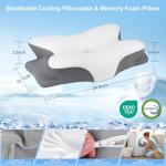 HBYGE Memory Foam Pillows, Ergonomic Pillow for Neck Pain Relief, Bed Pillow for Sleeping, Cervical Neck Pillow for Side, Back, Stomach Sleeper with Cool Pillowcase, Side Sleeper Pillows for Adults