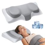 ABLEGRID Dual-Layer Memory Foam Cervical Neck Pillow,Contour Cooling Gel Support Pillow for Neck Shoulder Pain Relief,Ergonomic Orthopedic Adjustable Deep Sleep Bed Pillow for Side,Back,Stomach Sleep