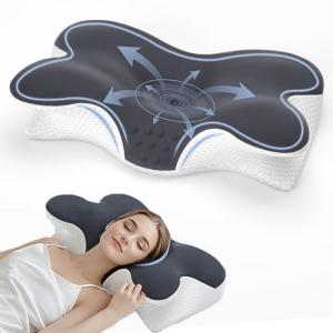Cervical Neck Pillow for Neck Pain Relief,Contour Memory Foam Neck Support Pillow for Sleeping,Ergonomic Side Sleeper Pillow,Bed Pillows for Shoulder Pain for Back and Stomach Sleepers
