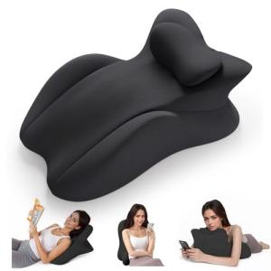 cjc Memory Foam Wedge Pillow for Adults, Multi-Position Support Bed Pillow with Removable Cover for Sleeping Sitting Up Prone Reading Back & Knee Support Leg Elevation (Black)