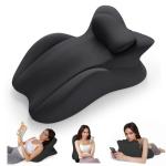 cjc Memory Foam Wedge Pillow for Adults, Multi-Position Support Bed Pillow with Removable Cover for Sleeping Sitting Up Prone Reading Back & Knee Support Leg Elevation (Black)