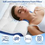 Ergonomic Pillow,Neck Pillow Cervical Pillow for Neck Strain Relief, Neck Pillow for Sleeping,Cervical Contour Neck Support Pillows for Side Back Stomach Sleeper (White and Blue)