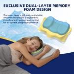 ABLEGRID Dual-Layer Memory Foam Cervical Neck Pillow,Contour Cooling Gel Support Pillow for Neck Shoulder Pain Relief,Ergonomic Orthopedic Adjustable Deep Sleep Bed Pillow for Side,Back,Stomach Sleep