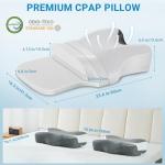 Elviros Cervical Neck Pillow for Neck Pain Relief, CPAP Pillow for Side, Back & Stomach Sleepers, Ergonomic Orthopedic Pillow for CPAP Users to Reduce Air Leaks and Mask Pressure, White