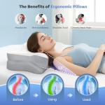 Breathable Cervical Neck Pillow with Odorless Memory Foam, Contour Design for Ergonomic Support and Pain Relief, Adjustable for All Sleeping Styles.