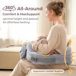 Momcozy CozyPro Nursing Pillow - All Around Lumbar & Arm Support - Safety Guard, Firm & Springy Memory Foam-Stable, Ergonomic Support, Easier Breastfeeding, Wider Cushion, Adjustable, Removable Cover