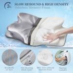 CCidea Cervical Neck Pillows for Sleeping & Pain Relief – Ergonomic Contour Memory Foam Pillow for Side/Back/Stomach Sleepers, 2 Heights with Removable Silk Satin Cover - Gifts for Men & Women