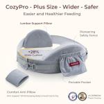 Momcozy CozyPro Nursing Pillow - All Around Lumbar & Arm Support - Safety Guard, Firm & Springy Memory Foam-Stable, Ergonomic Support, Easier Breastfeeding, Wider Cushion, Adjustable, Removable Cover