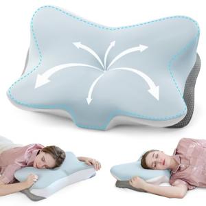 SHJADE Cervical Pillow for Neck Support, Memory Foam Contour Pillow, Ergonomic Orthopedic Pillow, Adjustable Height Soft Bed Pillow with Breathable Pillowcase for Back, Side, Stomach Sleeper